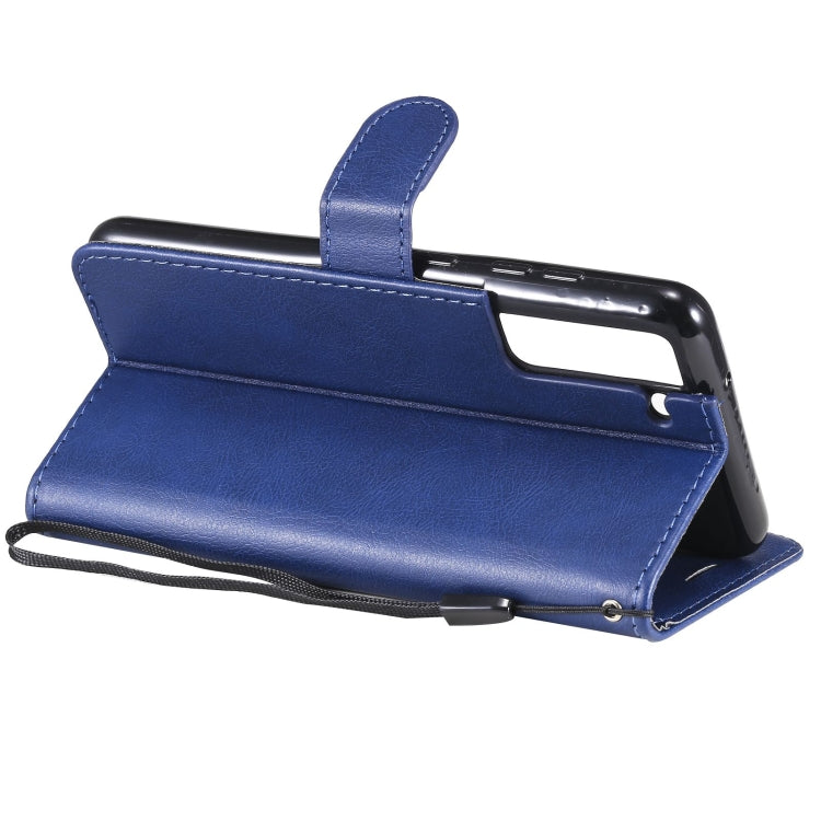 For Samsung Galaxy S21 FE Solid Color Horizontal Flip Protective Leather Case with Holder & Card Slots & Wallet & Photo Frame & Lanyard
