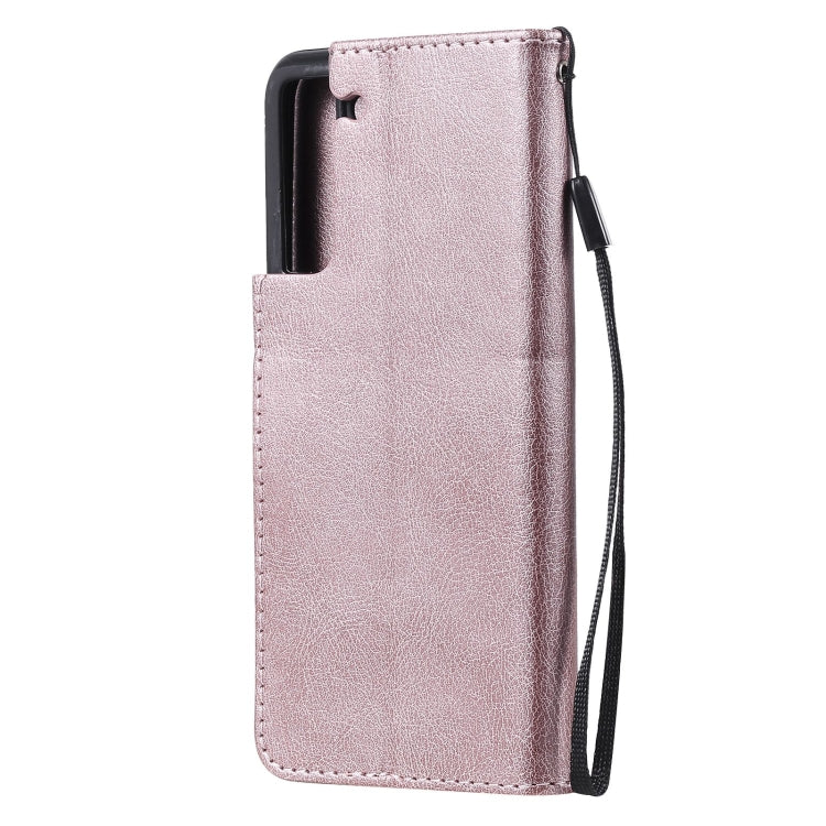 For Samsung Galaxy S21 FE Solid Color Horizontal Flip Protective Leather Case with Holder & Card Slots & Wallet & Photo Frame & Lanyard