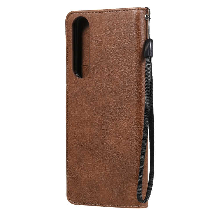 For Sony Xperia 5 III Solid Color Horizontal Flip Protective Leather Case with Holder & Card Slots & Wallet & Photo Frame & Lanyard
