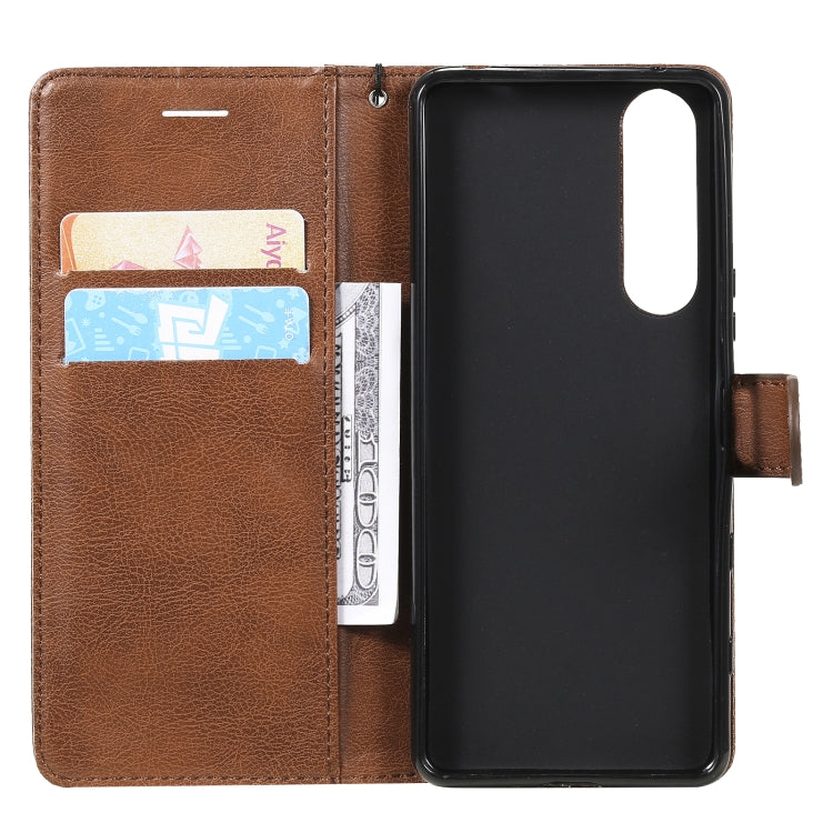 For Sony Xperia 5 III Solid Color Horizontal Flip Protective Leather Case with Holder & Card Slots & Wallet & Photo Frame & Lanyard