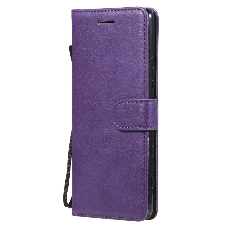 For Sony Xperia 5 III Solid Color Horizontal Flip Protective Leather Case with Holder & Card Slots & Wallet & Photo Frame & Lanyard