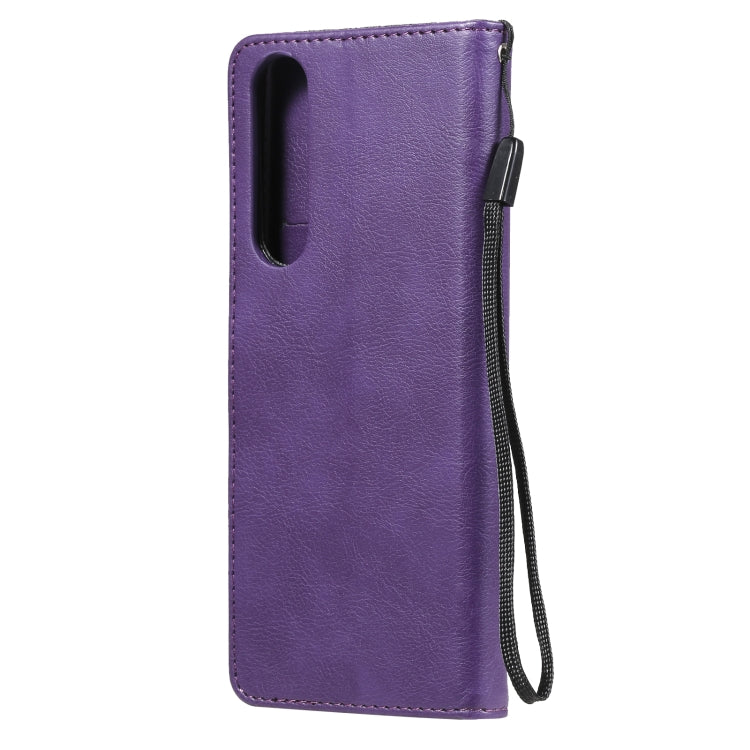 For Sony Xperia 5 III Solid Color Horizontal Flip Protective Leather Case with Holder & Card Slots & Wallet & Photo Frame & Lanyard
