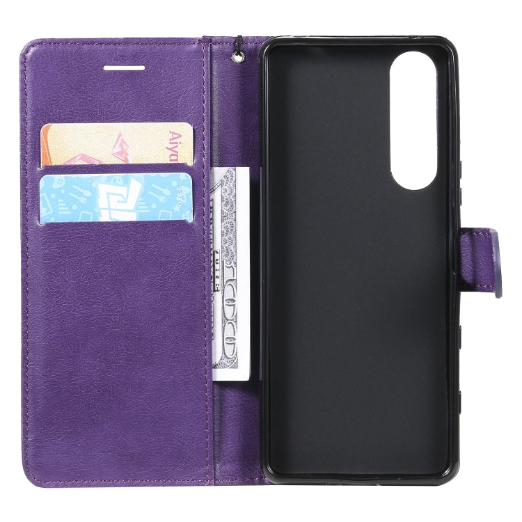 For Sony Xperia 5 III Solid Color Horizontal Flip Protective Leather Case with Holder & Card Slots & Wallet & Photo Frame & Lanyard