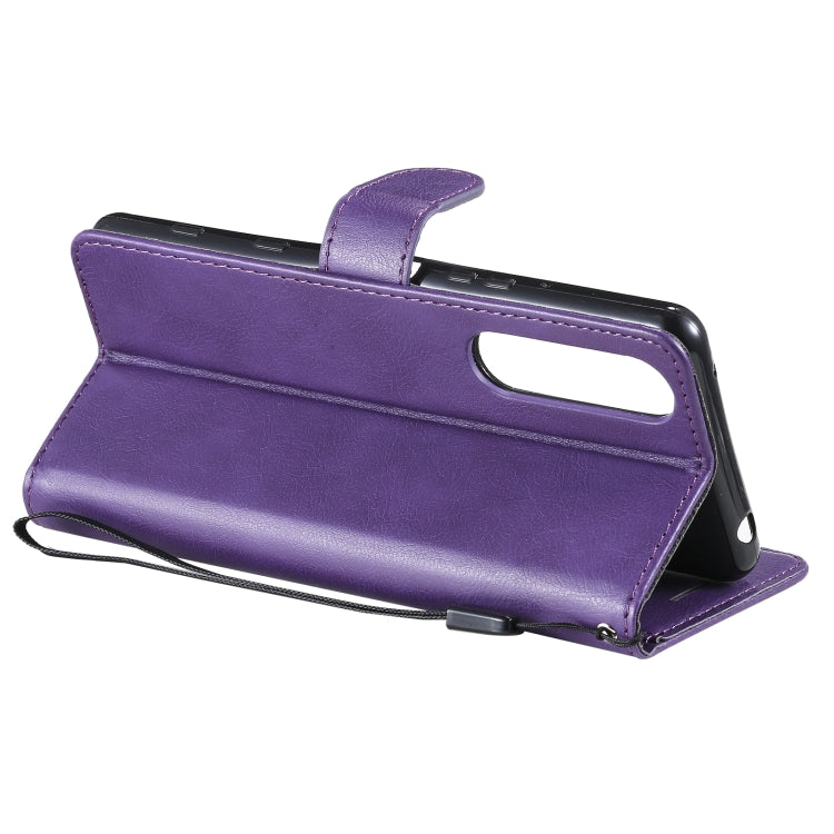 For Sony Xperia 5 III Solid Color Horizontal Flip Protective Leather Case with Holder & Card Slots & Wallet & Photo Frame & Lanyard