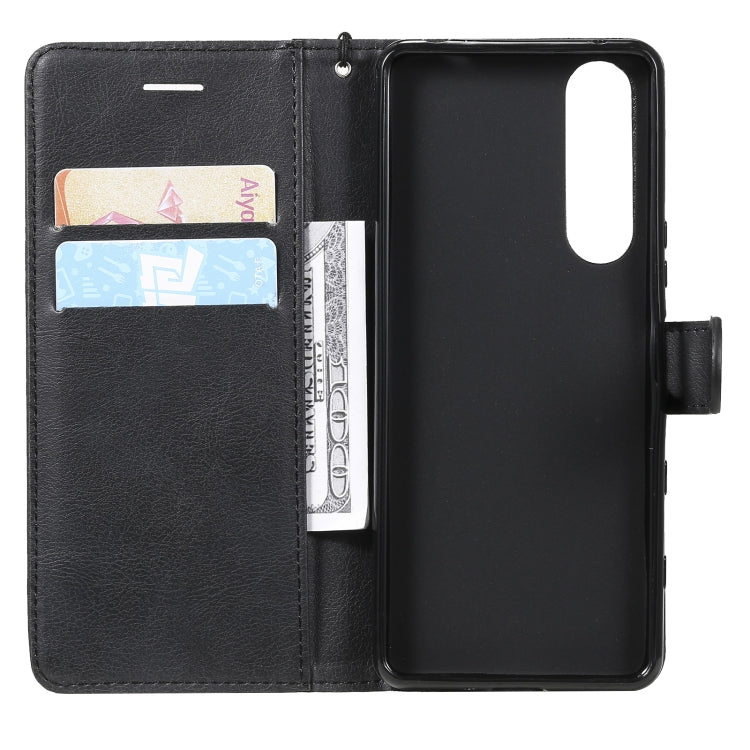 For Sony Xperia 5 III Solid Color Horizontal Flip Protective Leather Case with Holder & Card Slots & Wallet & Photo Frame & Lanyard