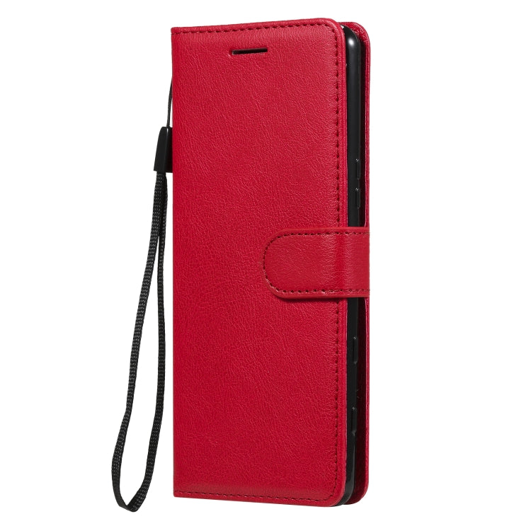 For Sony Xperia 5 III Solid Color Horizontal Flip Protective Leather Case with Holder & Card Slots & Wallet & Photo Frame & Lanyard