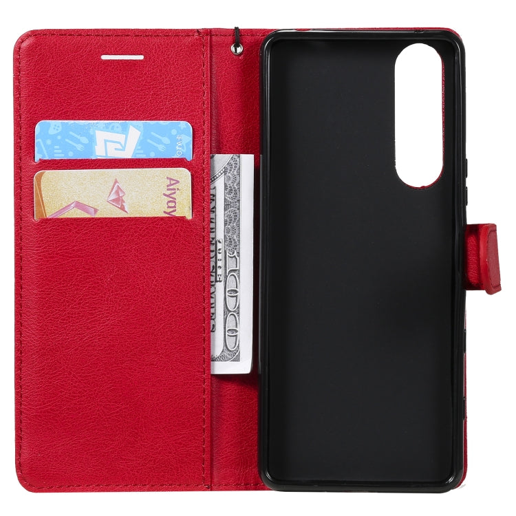 For Sony Xperia 5 III Solid Color Horizontal Flip Protective Leather Case with Holder & Card Slots & Wallet & Photo Frame & Lanyard