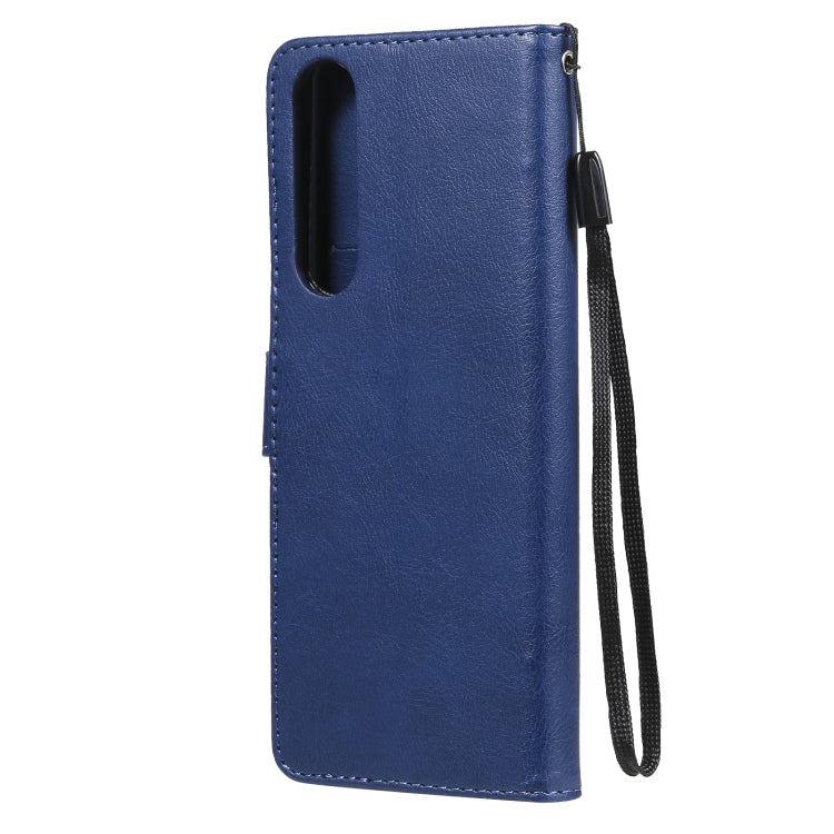 For Sony Xperia 5 III Solid Color Horizontal Flip Protective Leather Case with Holder & Card Slots & Wallet & Photo Frame & Lanyard