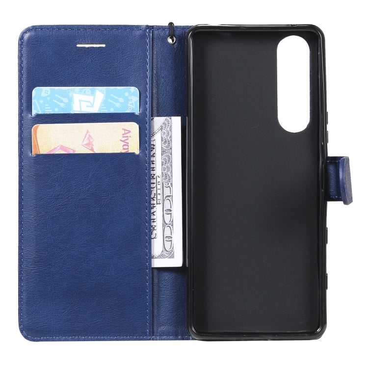 For Sony Xperia 5 III Solid Color Horizontal Flip Protective Leather Case with Holder & Card Slots & Wallet & Photo Frame & Lanyard