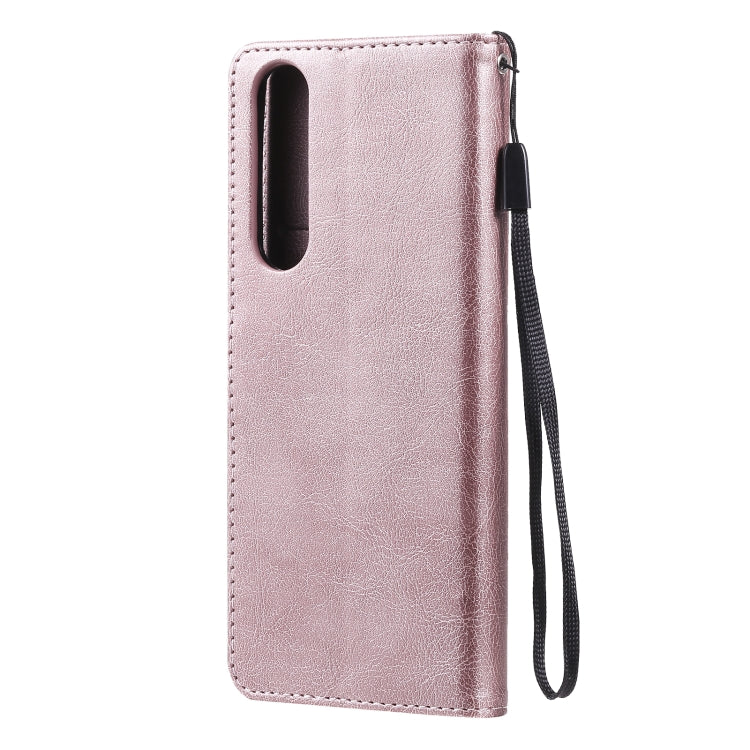 For Sony Xperia 5 III Solid Color Horizontal Flip Protective Leather Case with Holder & Card Slots & Wallet & Photo Frame & Lanyard