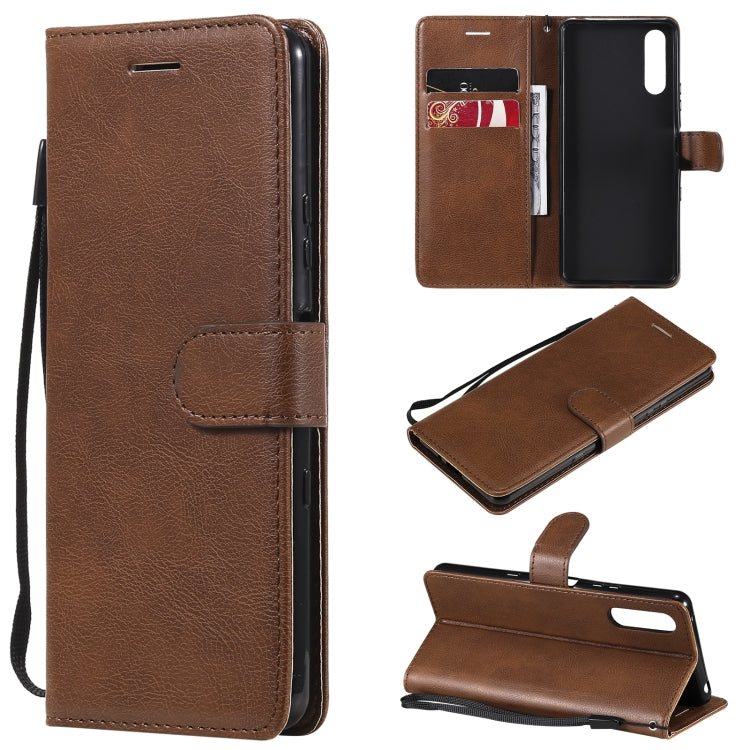 For Sony Xperia 10 III Solid Color Horizontal Flip Protective Leather Case with Holder & Card Slots & Wallet & Photo Frame & Lanyard