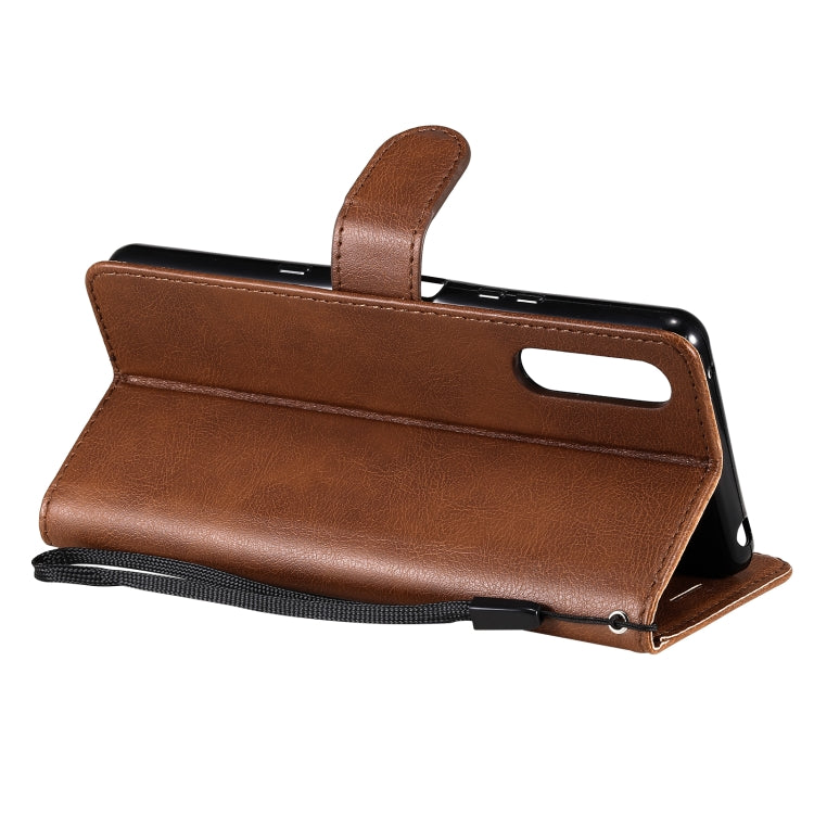 For Sony Xperia 10 III Solid Color Horizontal Flip Protective Leather Case with Holder & Card Slots & Wallet & Photo Frame & Lanyard