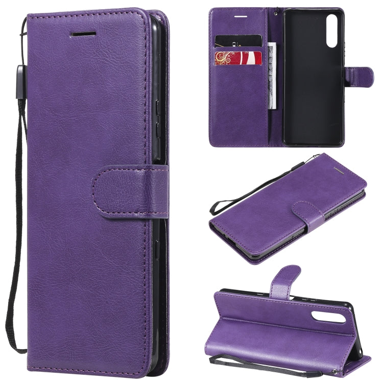 For Sony Xperia 10 III Solid Color Horizontal Flip Protective Leather Case with Holder & Card Slots & Wallet & Photo Frame & Lanyard