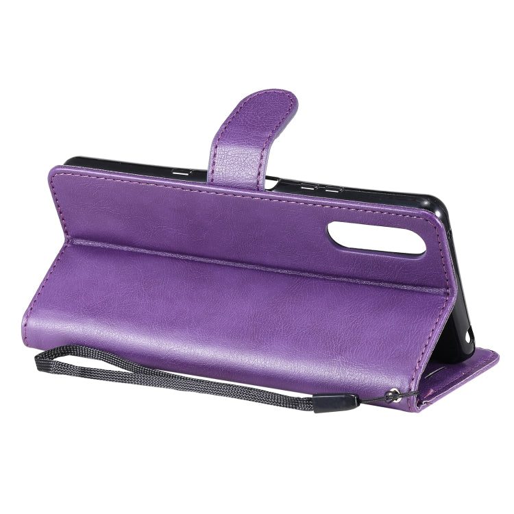 For Sony Xperia 10 III Solid Color Horizontal Flip Protective Leather Case with Holder & Card Slots & Wallet & Photo Frame & Lanyard