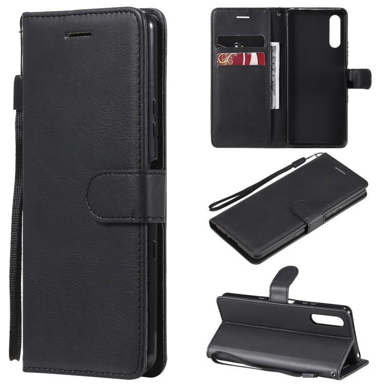 For Sony Xperia 10 III Solid Color Horizontal Flip Protective Leather Case with Holder & Card Slots & Wallet & Photo Frame & Lanyard