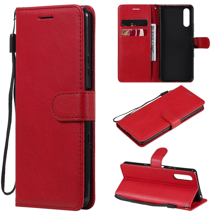 For Sony Xperia 10 III Solid Color Horizontal Flip Protective Leather Case with Holder & Card Slots & Wallet & Photo Frame & Lanyard