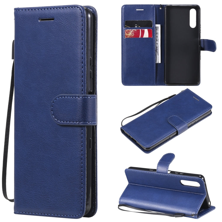For Sony Xperia 10 III Solid Color Horizontal Flip Protective Leather Case with Holder & Card Slots & Wallet & Photo Frame & Lanyard
