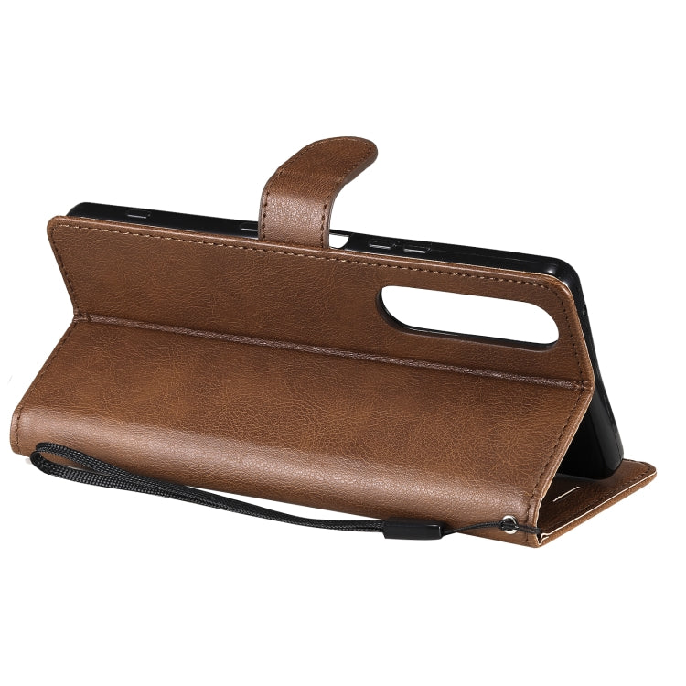 For Sony Xperia 1 III Solid Color Horizontal Flip Protective Leather Case with Holder & Card Slots & Wallet & Photo Frame & Lanyard