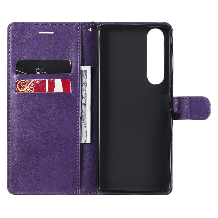 For Sony Xperia 1 III Solid Color Horizontal Flip Protective Leather Case with Holder & Card Slots & Wallet & Photo Frame & Lanyard