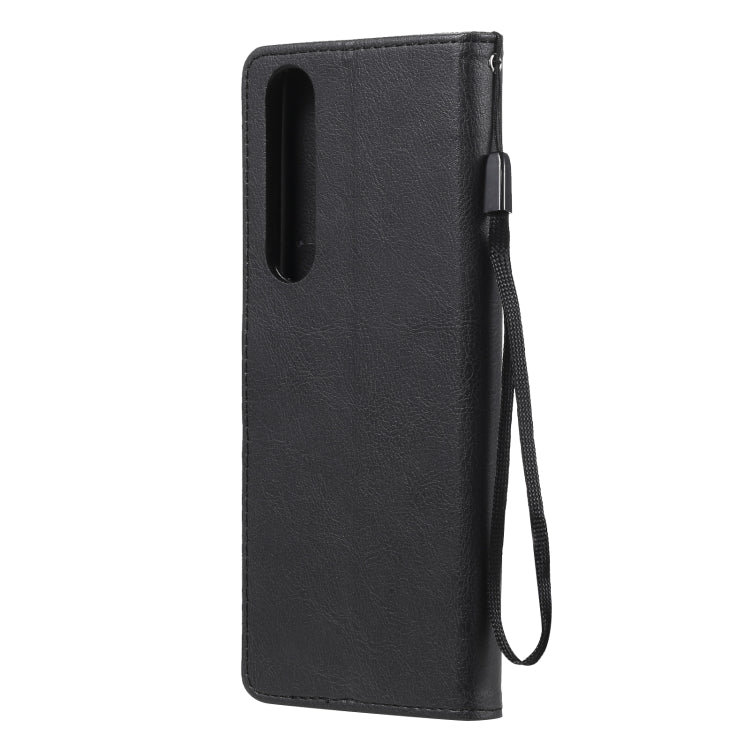 For Sony Xperia 1 III Solid Color Horizontal Flip Protective Leather Case with Holder & Card Slots & Wallet & Photo Frame & Lanyard