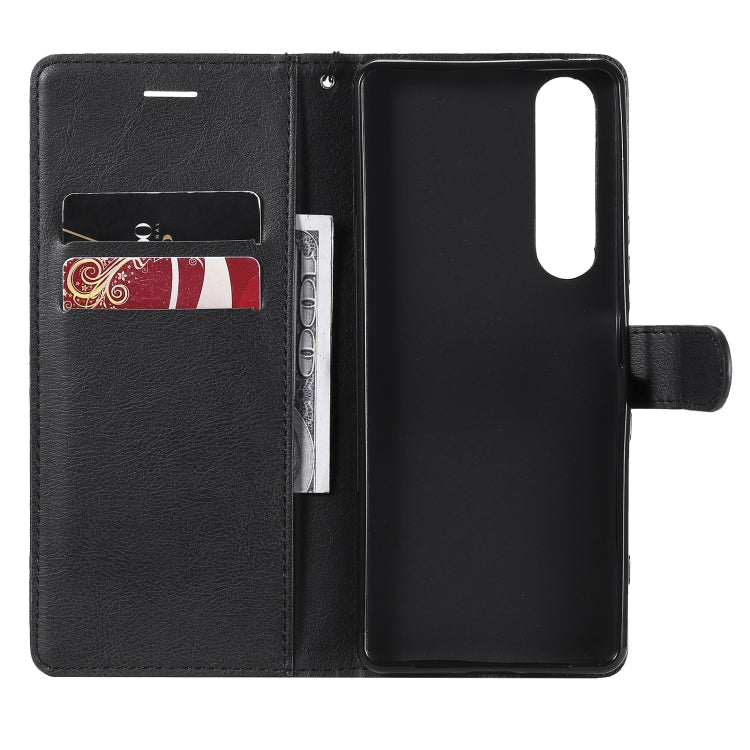 For Sony Xperia 1 III Solid Color Horizontal Flip Protective Leather Case with Holder & Card Slots & Wallet & Photo Frame & Lanyard