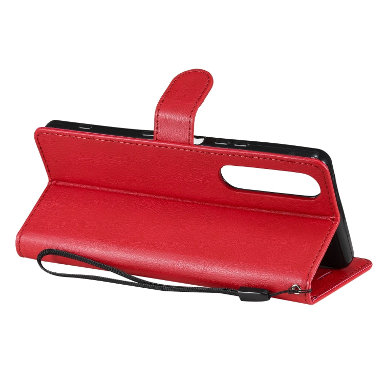 For Sony Xperia 1 III Solid Color Horizontal Flip Protective Leather Case with Holder & Card Slots & Wallet & Photo Frame & Lanyard