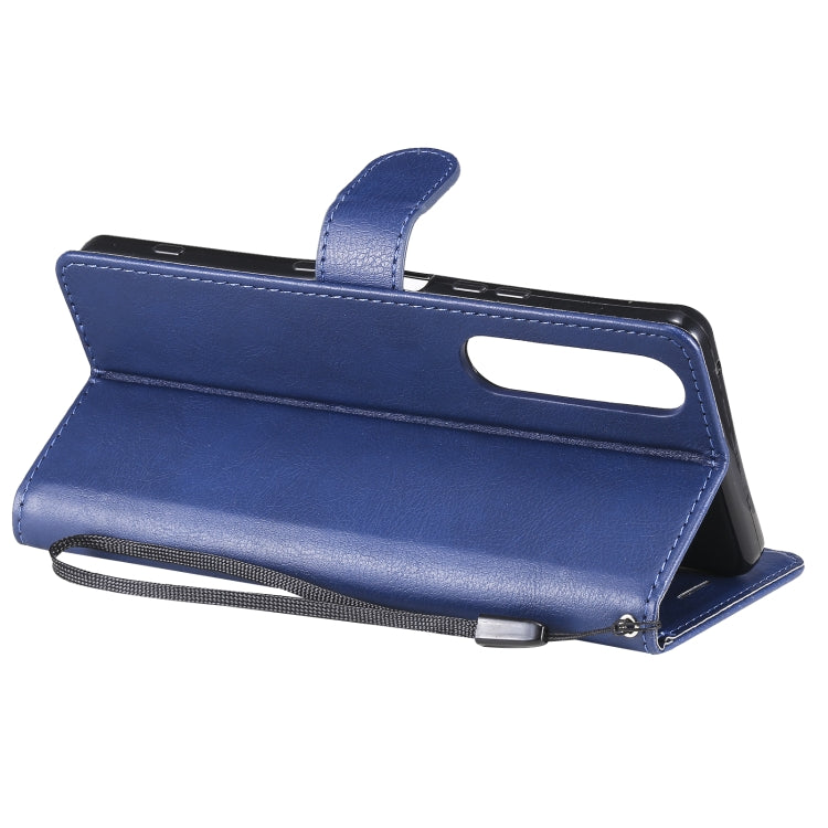 For Sony Xperia 1 III Solid Color Horizontal Flip Protective Leather Case with Holder & Card Slots & Wallet & Photo Frame & Lanyard