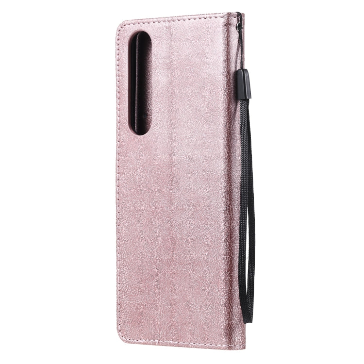 For Sony Xperia 1 III Solid Color Horizontal Flip Protective Leather Case with Holder & Card Slots & Wallet & Photo Frame & Lanyard