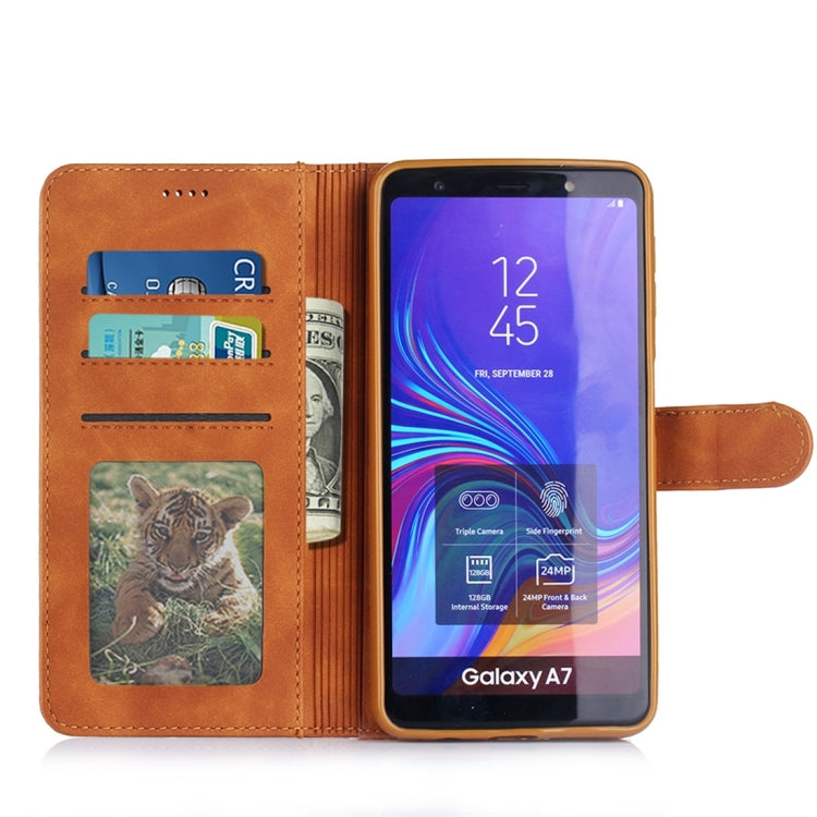 For Galaxy A7 (2018) Diaobaolee Pure Fresh Texture Horizontal Flip Leather Case, with Holder & Card Slot & Wallet & Photo Frame