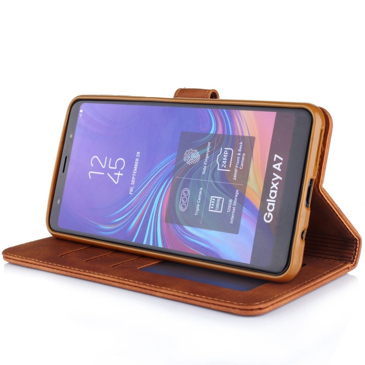 For Galaxy A7 (2018) Diaobaolee Pure Fresh Texture Horizontal Flip Leather Case, with Holder & Card Slot & Wallet & Photo Frame
