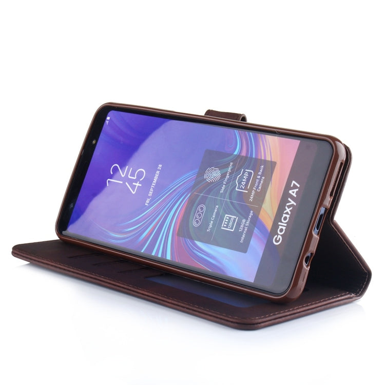 For Galaxy A7 (2018) Diaobaolee Pure Fresh Texture Horizontal Flip Leather Case, with Holder & Card Slot & Wallet & Photo Frame
