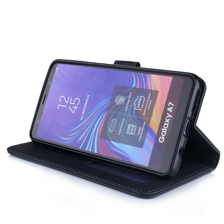 For Galaxy A7 (2018) Diaobaolee Pure Fresh Texture Horizontal Flip Leather Case, with Holder & Card Slot & Wallet & Photo Frame