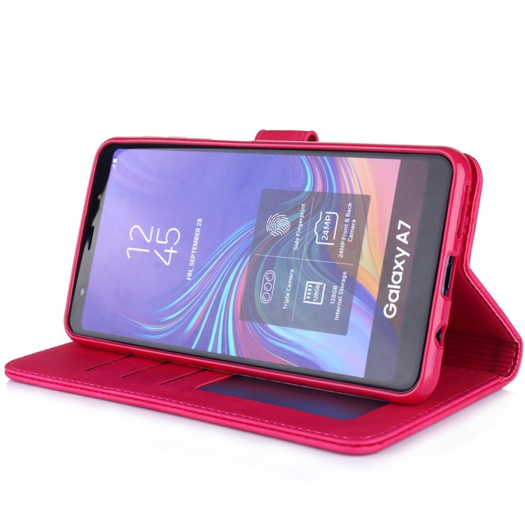 For Galaxy A7 (2018) Diaobaolee Pure Fresh Texture Horizontal Flip Leather Case, with Holder & Card Slot & Wallet & Photo Frame