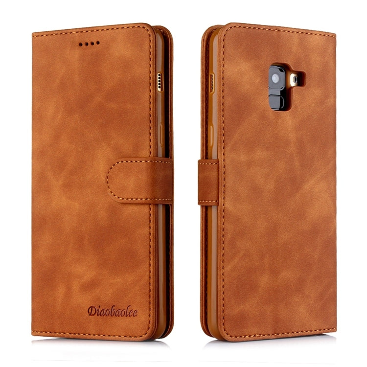 For Galaxy A8+ (2018) Diaobaolee Pure Fresh Texture Horizontal Flip Leather Case, with Holder & Card Slot & Wallet & Photo Frame
