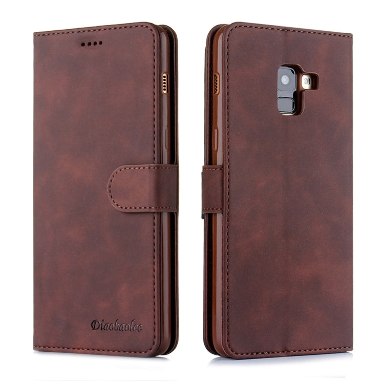 For Galaxy A8+ (2018) Diaobaolee Pure Fresh Texture Horizontal Flip Leather Case, with Holder & Card Slot & Wallet & Photo Frame