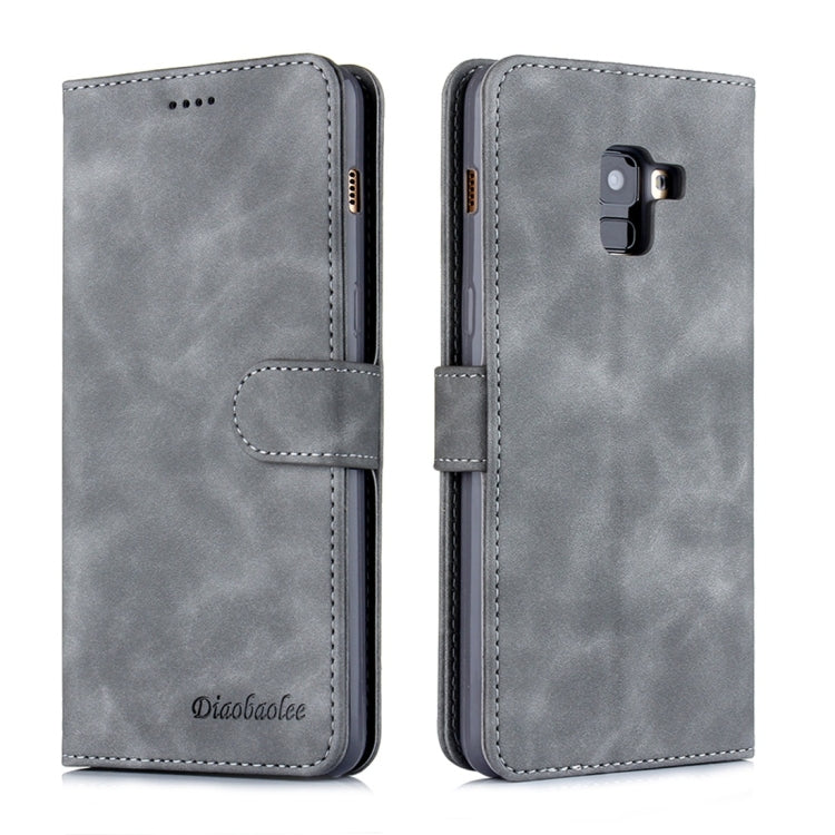 For Galaxy A8+ (2018) Diaobaolee Pure Fresh Texture Horizontal Flip Leather Case, with Holder & Card Slot & Wallet & Photo Frame