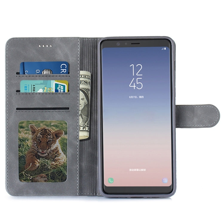 For Galaxy A8+ (2018) Diaobaolee Pure Fresh Texture Horizontal Flip Leather Case, with Holder & Card Slot & Wallet & Photo Frame