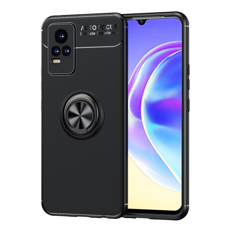 For vivo V21e Metal Ring Holder 360 Degree Rotating TPU Case