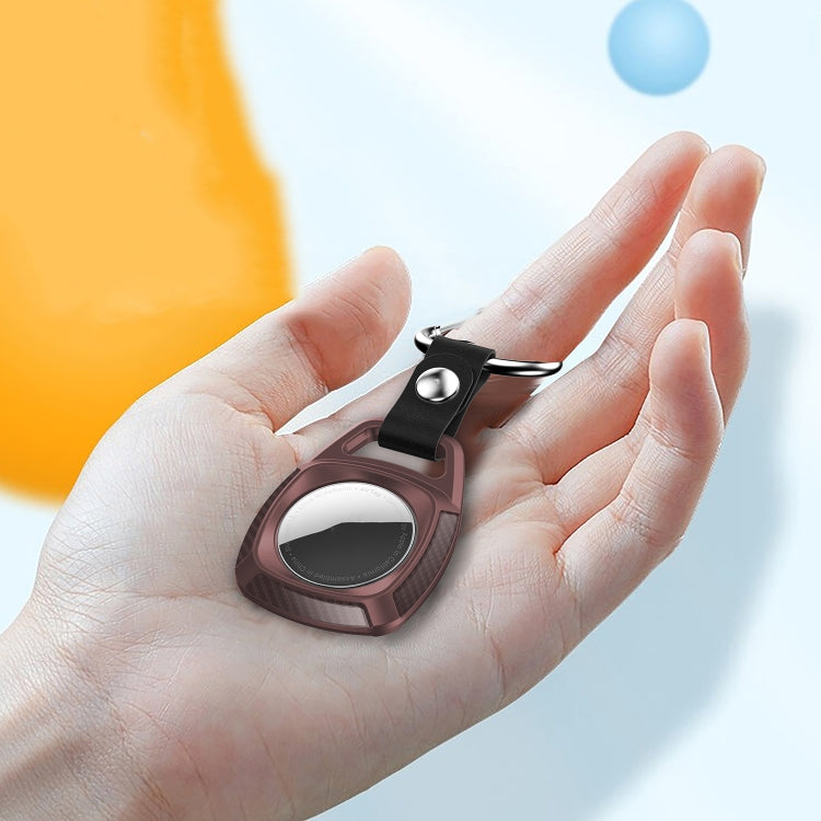 TPU Carbon Fiber Texture Shockproof Protective Cover Case with Keychain Ring For AirTag