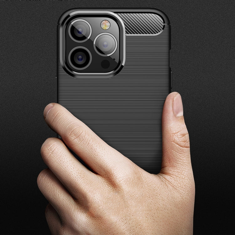For iPhone 13 Pro Brushed Texture Carbon Fiber TPU Case