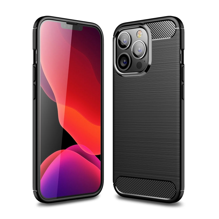 For iPhone 13 Pro Max Brushed Texture Carbon Fiber TPU Case