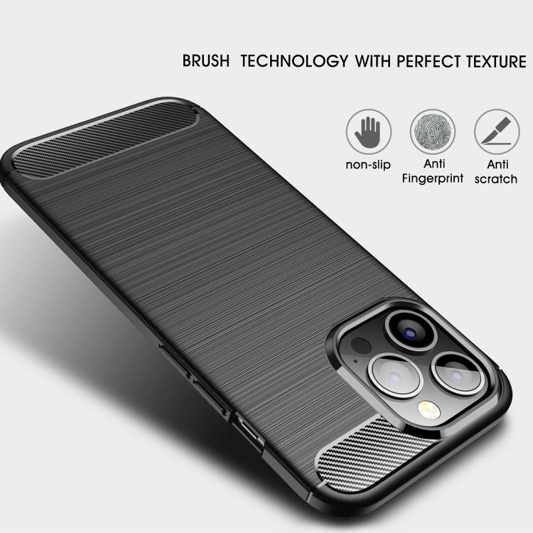 For iPhone 13 Pro Max Brushed Texture Carbon Fiber TPU Case