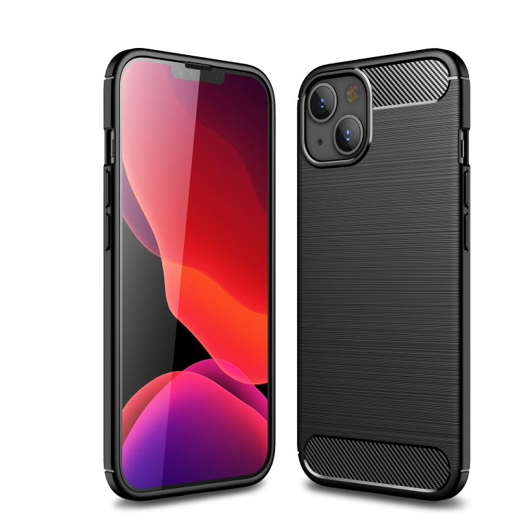 For iPhone 13 Brushed Texture Carbon Fiber TPU Case