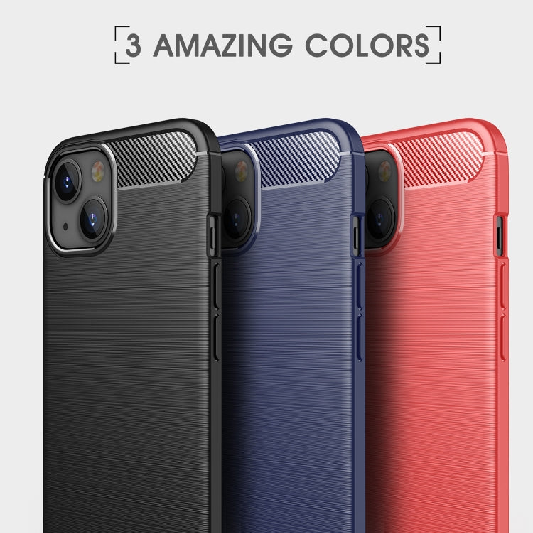For iPhone 13 Brushed Texture Carbon Fiber TPU Case