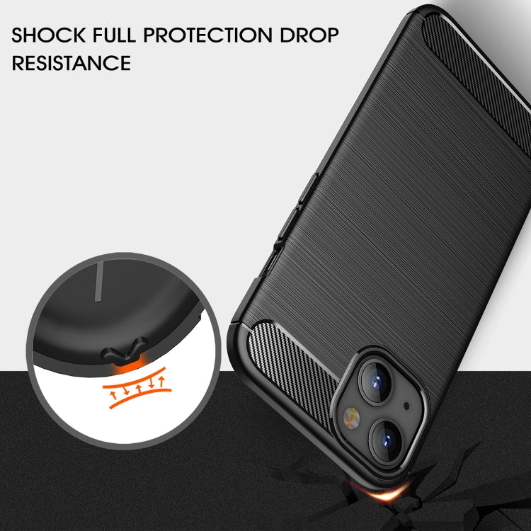 For iPhone 13 Brushed Texture Carbon Fiber TPU Case