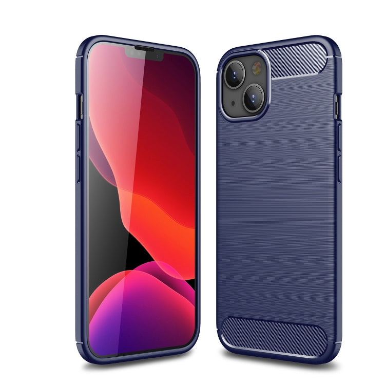 For iPhone 13 Brushed Texture Carbon Fiber TPU Case