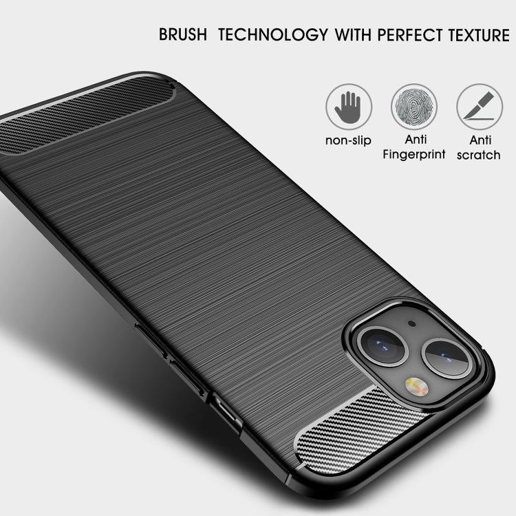 For iPhone 13 Brushed Texture Carbon Fiber TPU Case