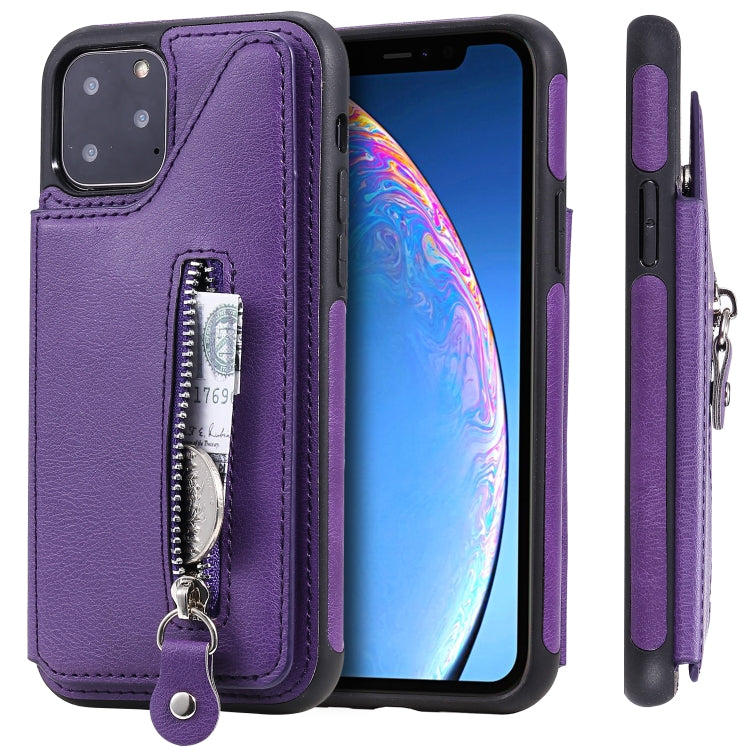 For iPhone 11 Pro Solid Color Double Buckle Zipper Shockproof Protective Case