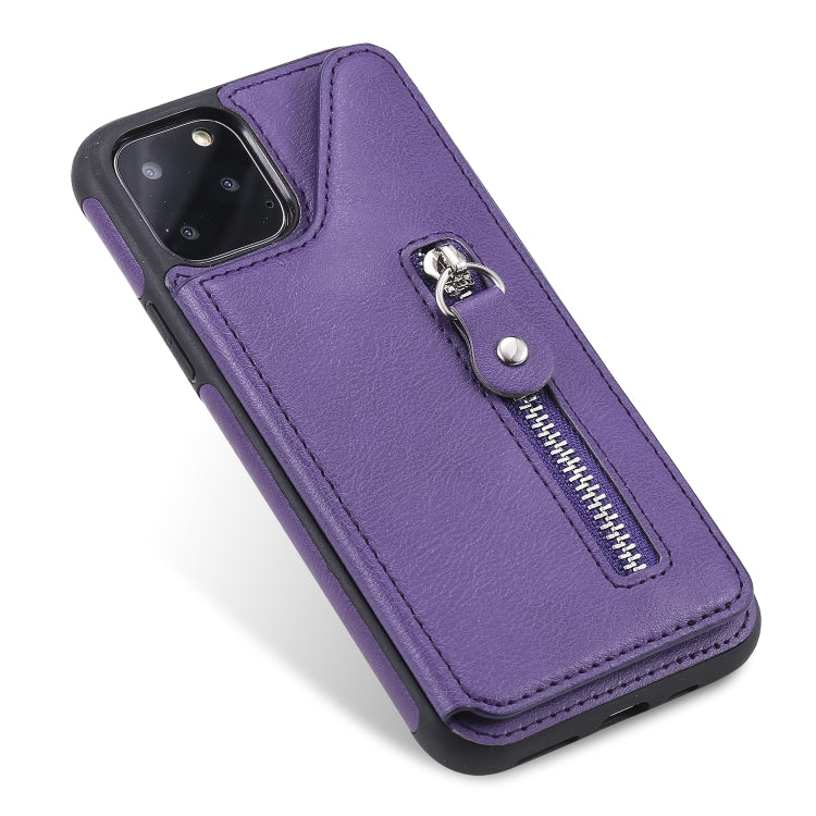 For iPhone 11 Pro Solid Color Double Buckle Zipper Shockproof Protective Case