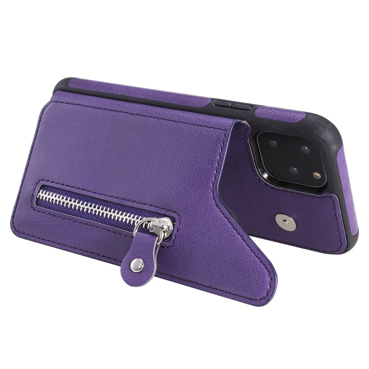 For iPhone 11 Pro Solid Color Double Buckle Zipper Shockproof Protective Case